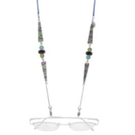 Reversible Blue/Multi Color Eyeglass Holder Necklace