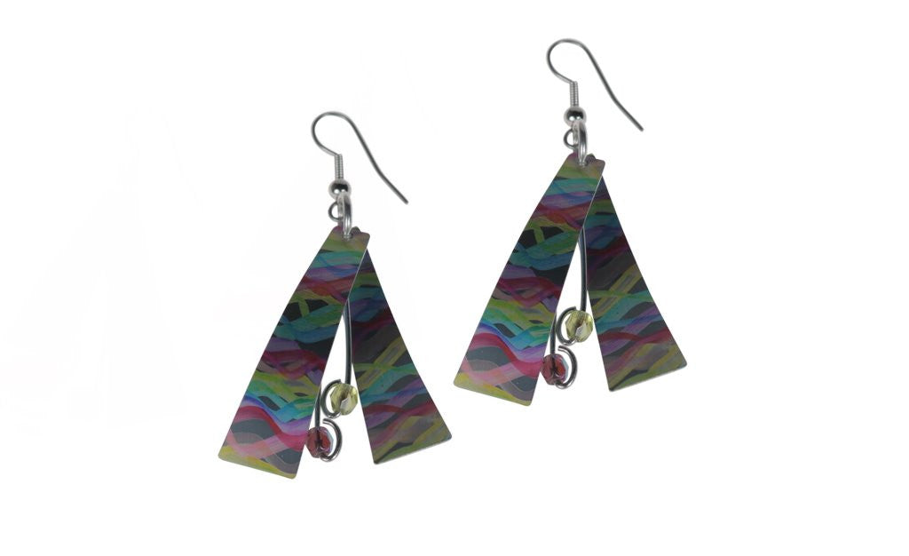 Reversible Blue/Multi Color Earrings -Original Print