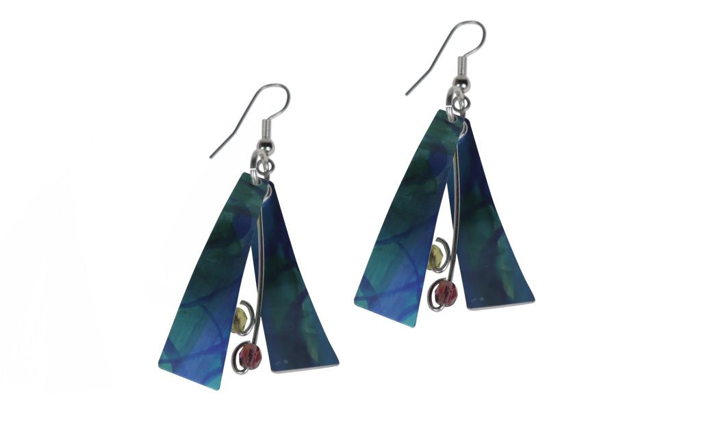 Reversible Blue/Multi Color Earrings -Original Print