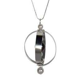 Hematite Pearl Orb Necklace