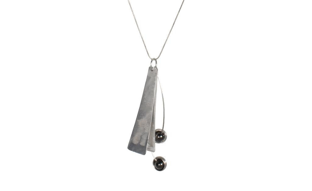 Reversible Brushed Metal Hematite Necklace