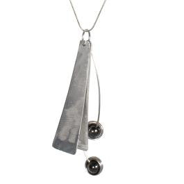 Reversible Brushed Metal Hematite Necklace