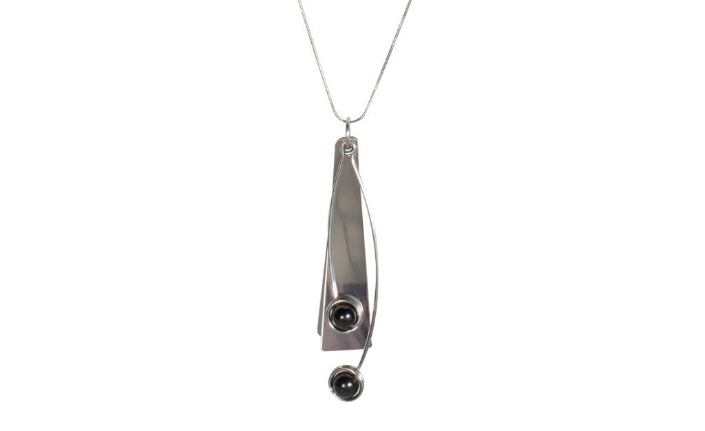 Reversible Brushed Metal Hematite Necklace