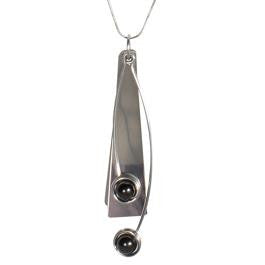 Reversible Brushed Metal Hematite Necklace