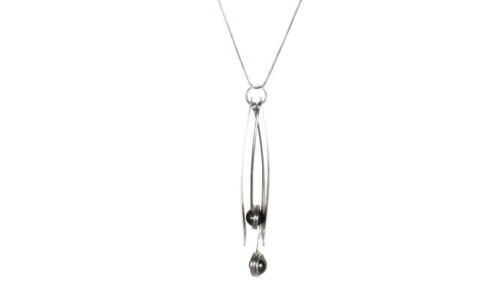 Reversible Brushed Metal Hematite Necklace