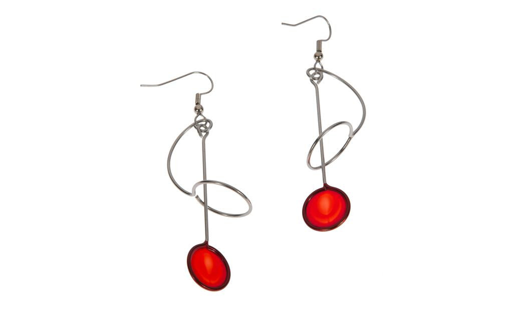 Hoop & Circle Red Earrings