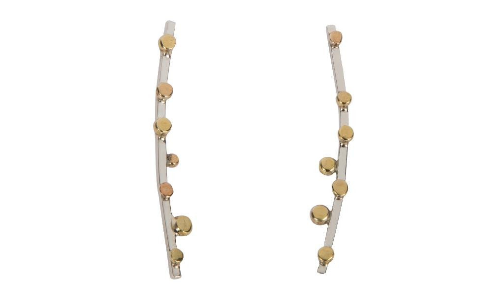 Elongated Silver with Brass Bulbs Earrings