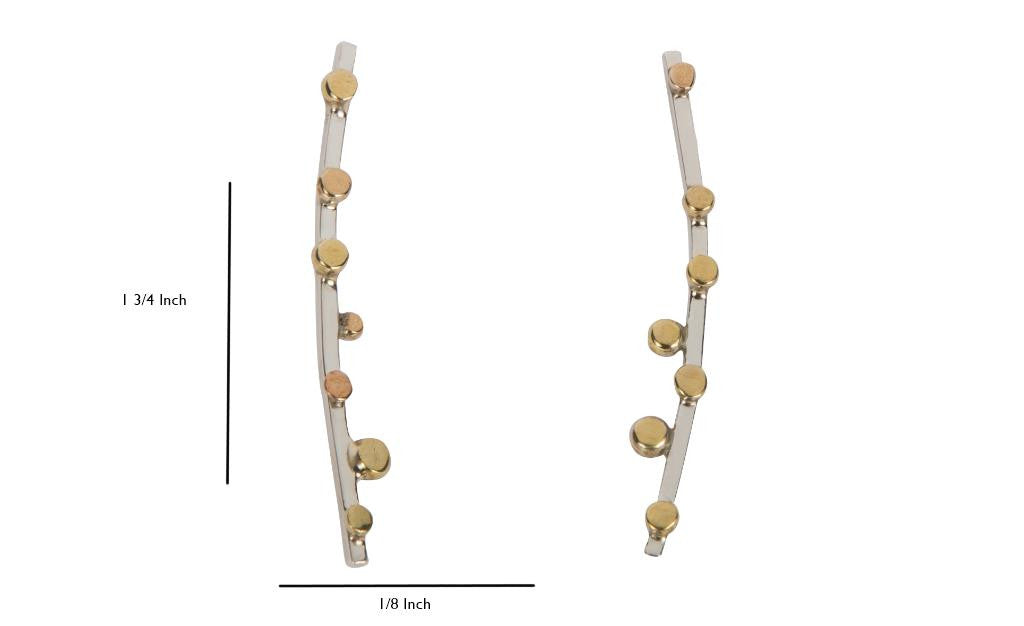 Elongated Silver with Brass Bulbs Earrings
