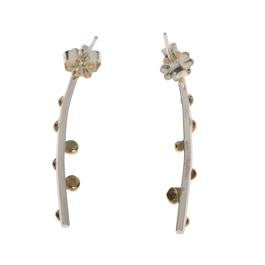 Elongated Silver with Brass Bulbs Earrings