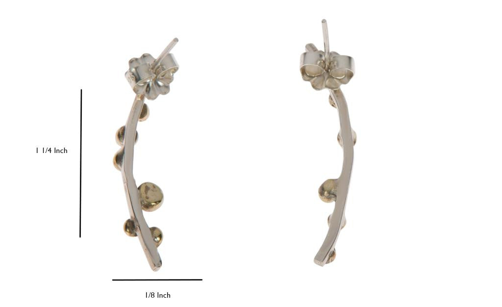 Silver Curves with Brass Bulbs Earrings