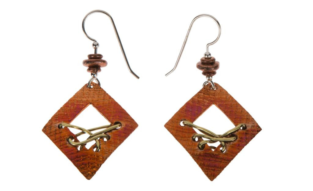 Woven Brass on Copper Earrings