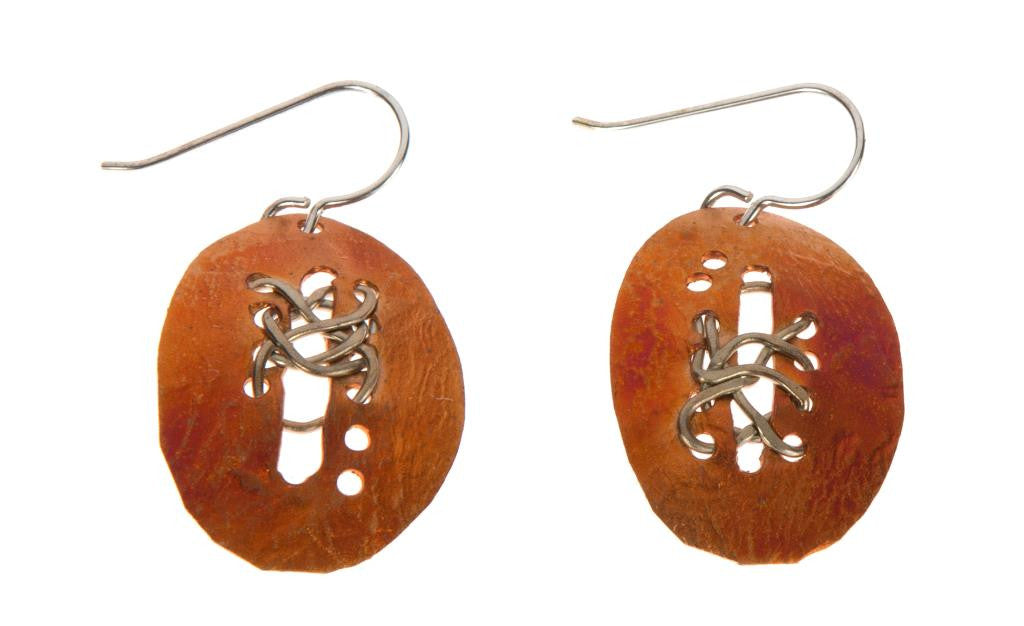 Woven Brass on Hand Cut Earrings