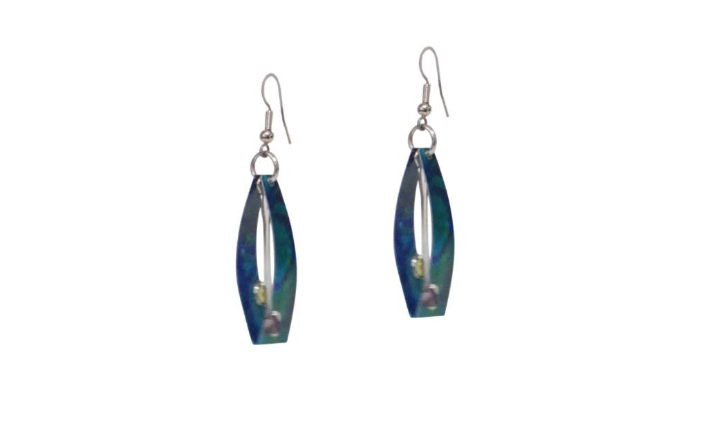 Reversible Blue/Multi Color Earrings -Original Print