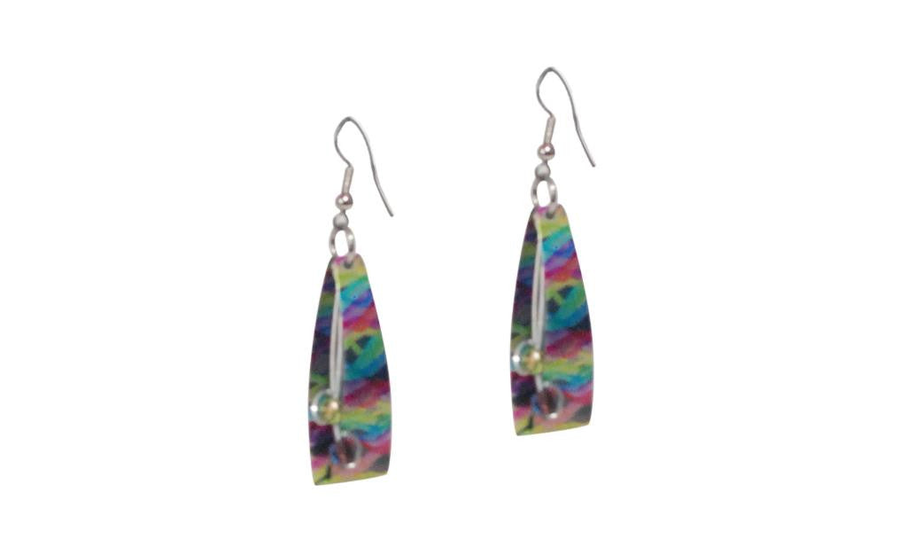 Reversible Blue/Multi Color Earrings -Original Print
