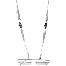 Reversible Brushed Metal Hematite Eyeglass Holder Necklace