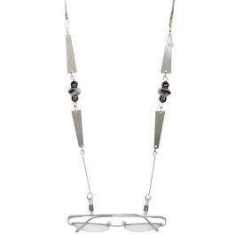 Reversible Brushed Metal Hematite Eyeglass Holder Necklace