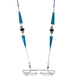 Reversible Blue/Multi Color Eyeglass Holder Necklace