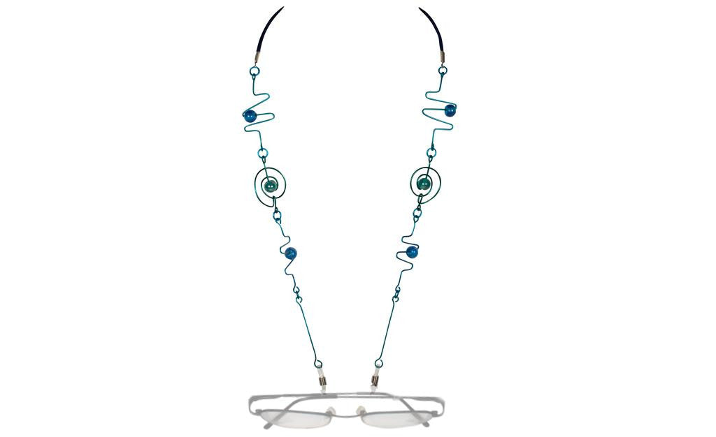 Blue Green Squiggles Eyeglass Holder Necklace