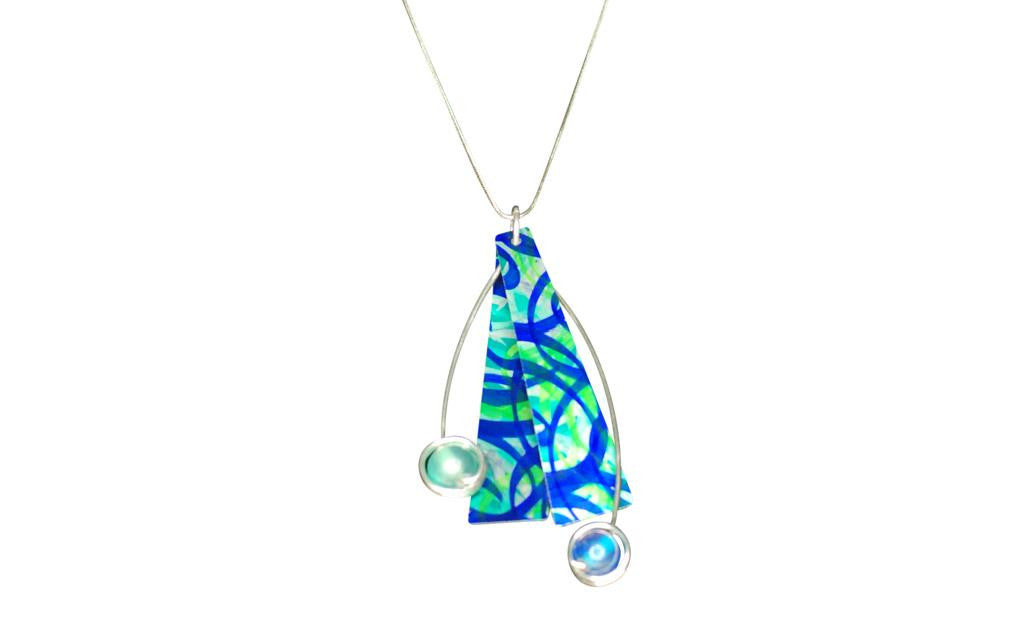 Reversible Blue/Crimson/Yellow Necklace