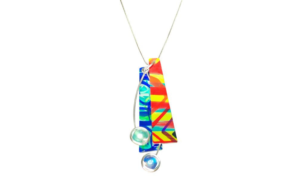 Reversible Blue/Crimson/Yellow Necklace