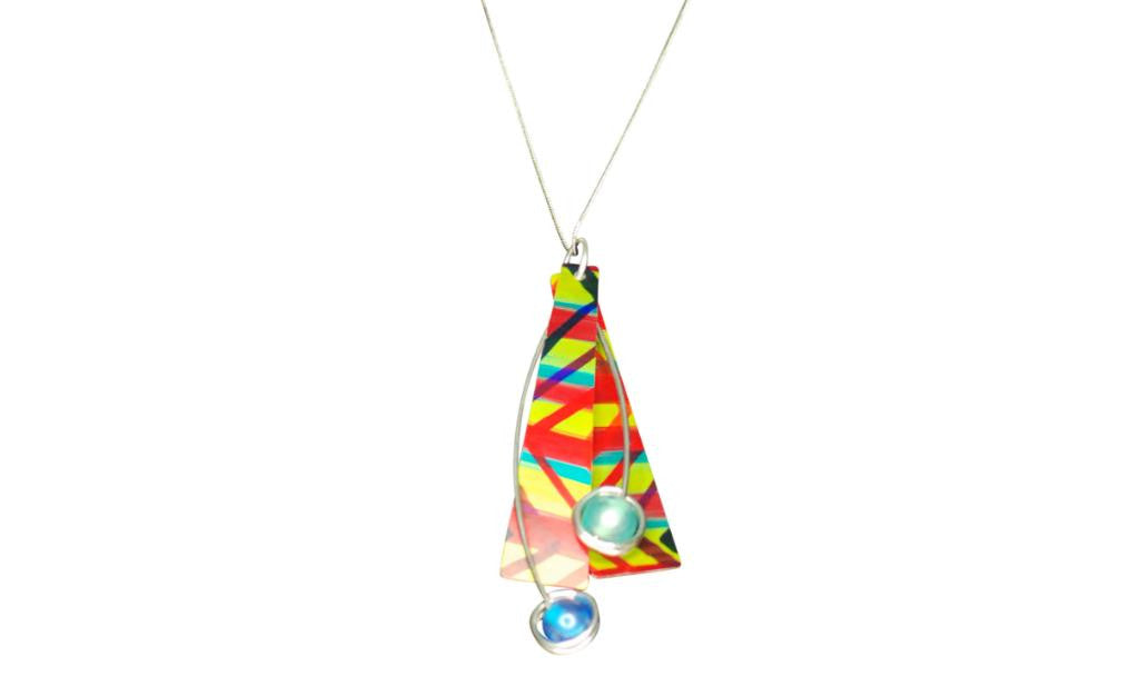 Reversible Blue/Crimson/Yellow Necklace