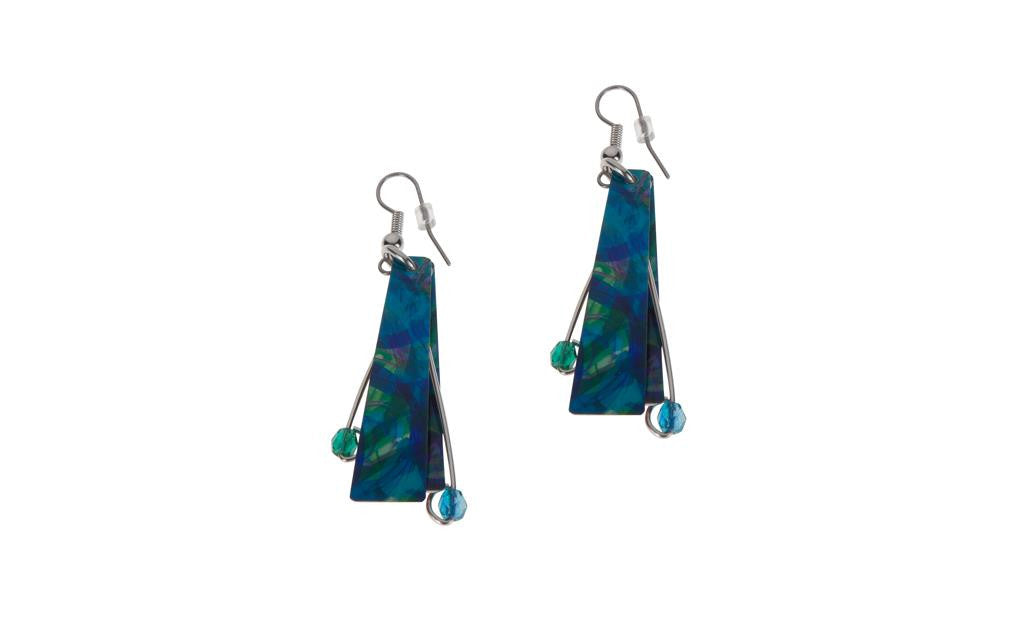 Reversible Blue/Crimson Earrings -Original Print