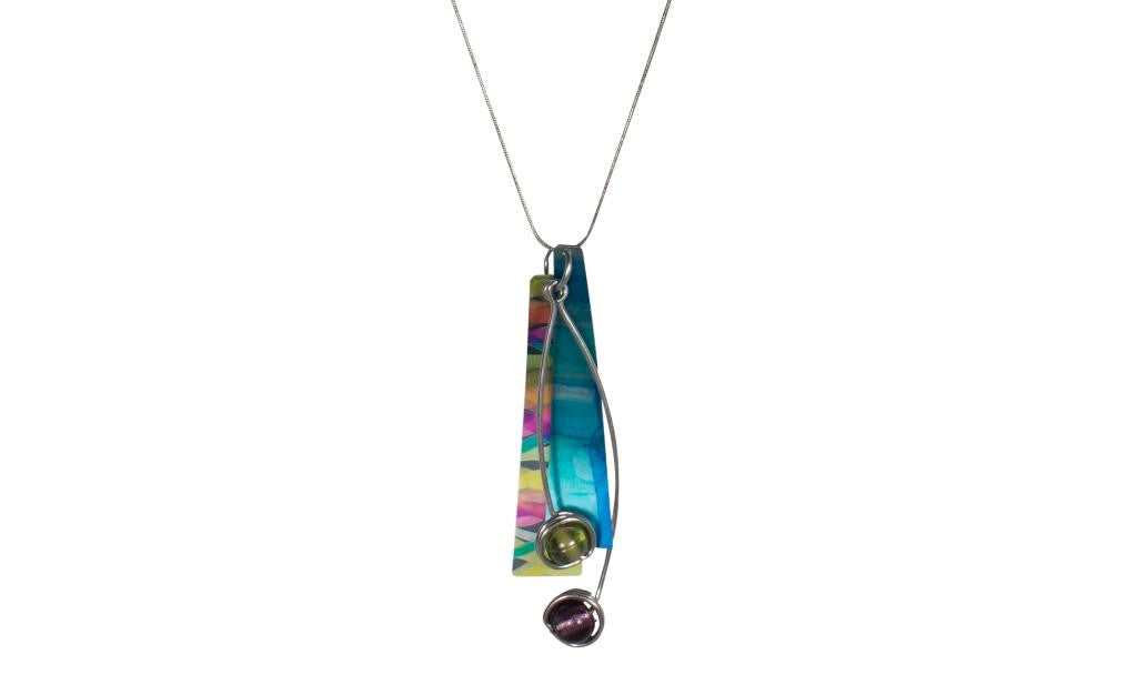 Reversible Blue/Multi Color Necklace