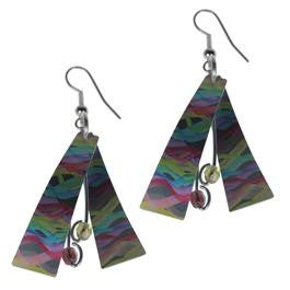 Reversible Blue/Multi Color Earrings -Original Print