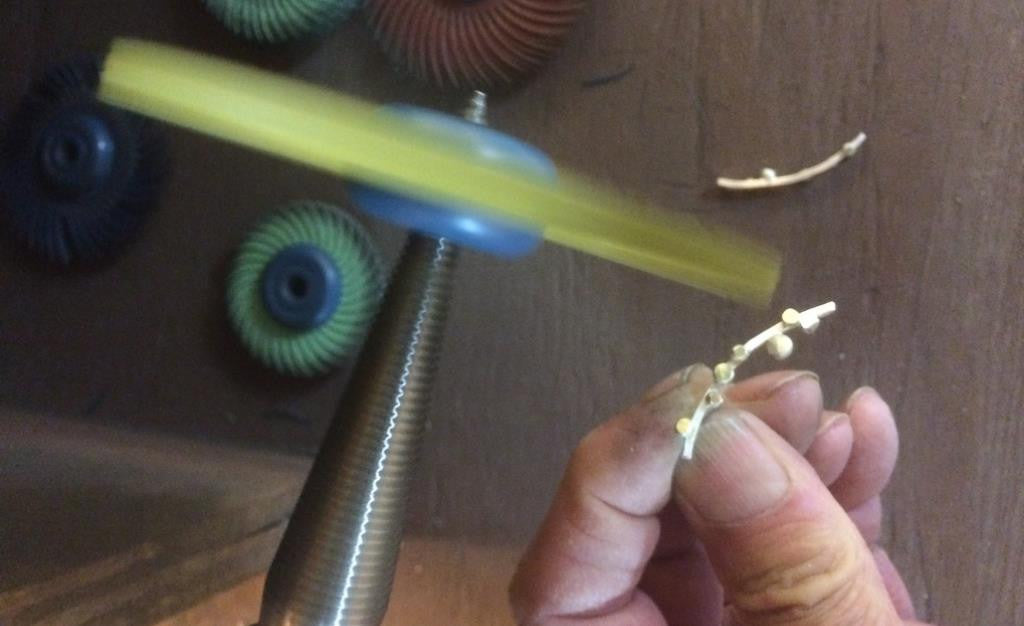 Elongated Silver with Brass Bulbs Earrings