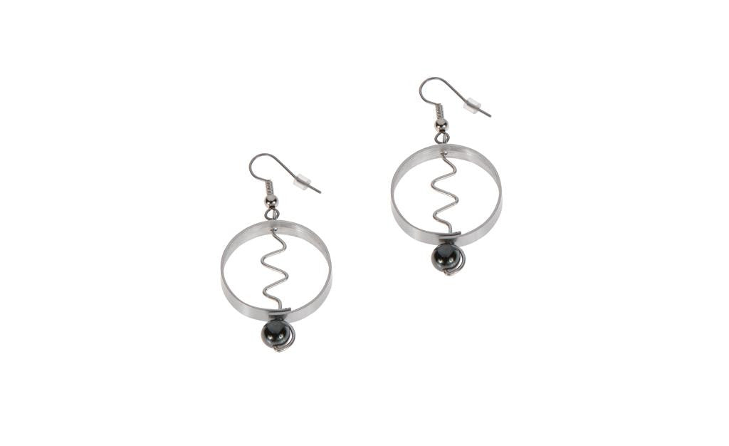 Brushed Metal Hematite Earrings