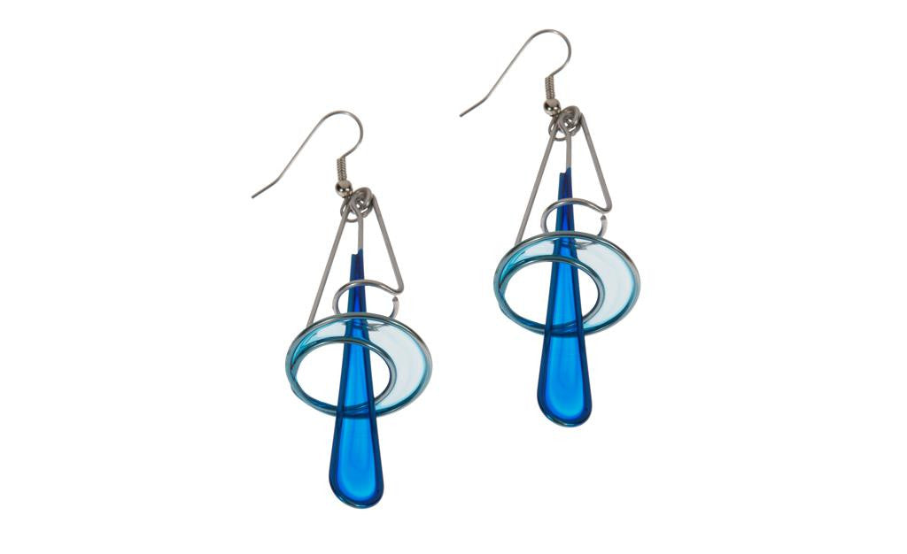 Triangle & Hoop Blue Hue Earrings