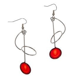 Hoop & Circle Red Earrings
