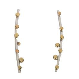 Elongated Silver with Brass Bulbs Earrings