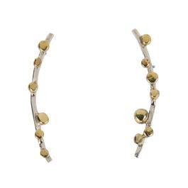 Silver Curves with Brass Bulbs Earrings