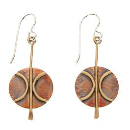 Copper Disk & Brass Earrings
