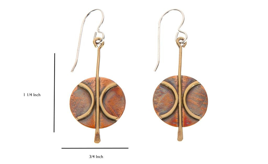 Copper Disk & Brass Earrings
