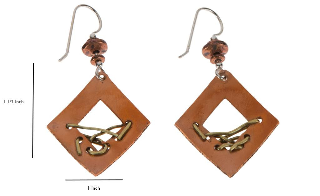 Woven Brass on Copper Earrings