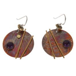 Amethyst Brass Copper Earrings