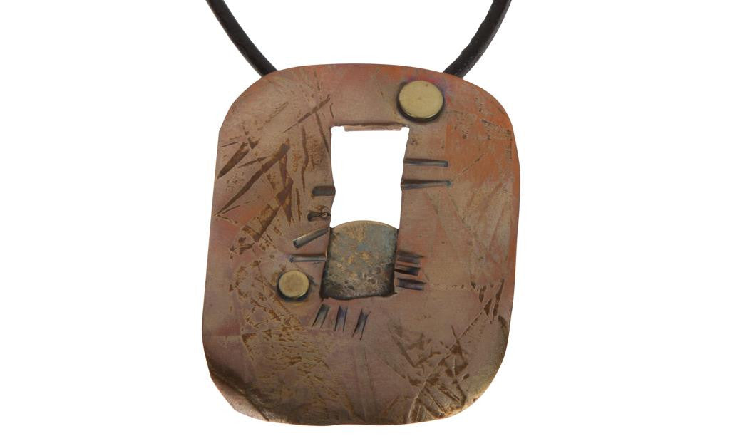 Hand Etched Copper Brass Necklace