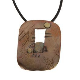 Hand Etched Copper Brass Necklace