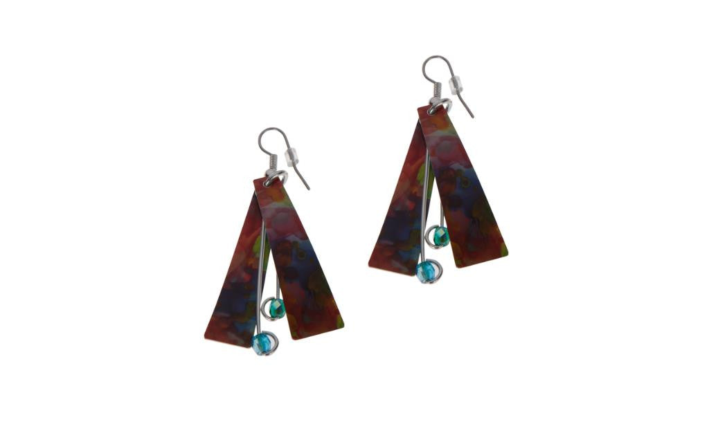 Reversible Blue/Crimson Earrings -Original Print