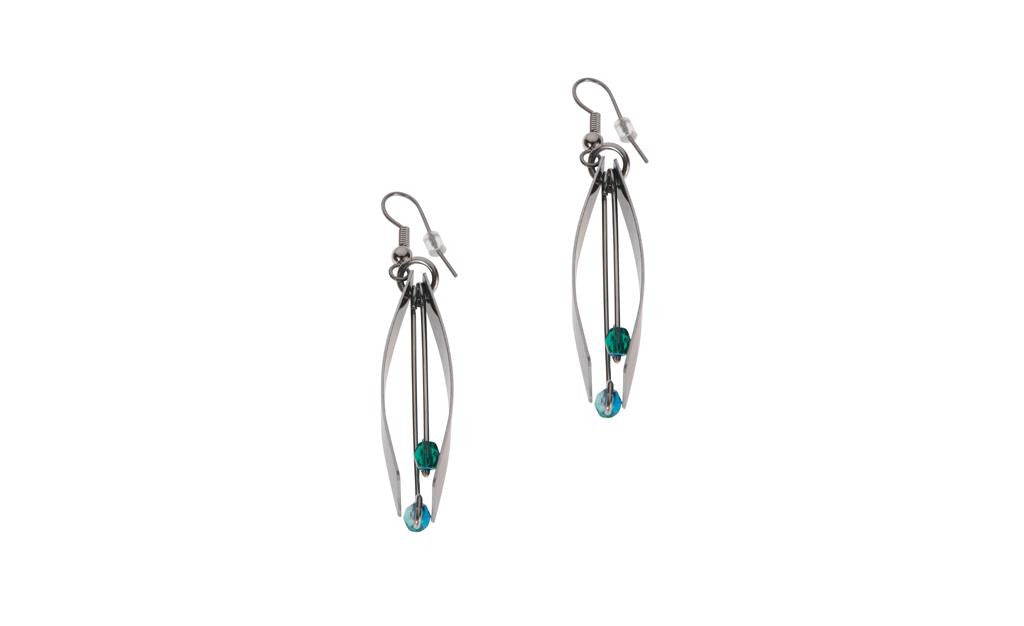 Reversible Blue/Crimson Earrings -Original Print