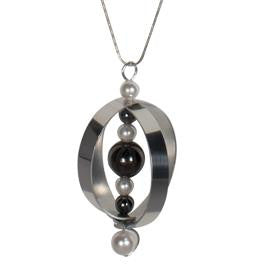 Hematite Pearl Orb Necklace