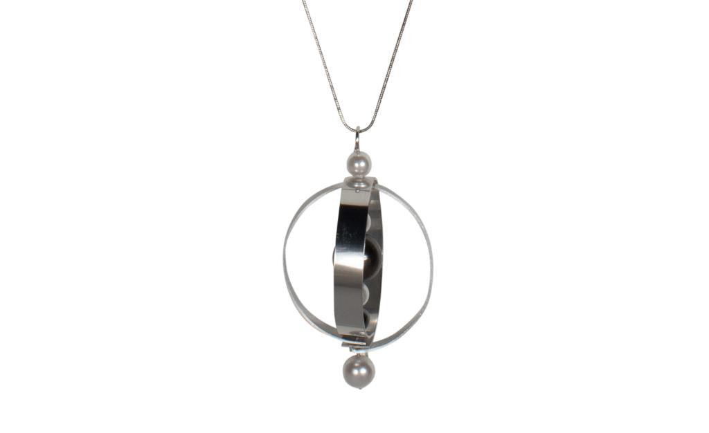 Hematite Pearl Orb Necklace